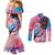 Kenya Lilac-Breasted Roller Couples Matching Mermaid Dress and Long Sleeve Button Shirt Coat Of Arms Mix Orchid