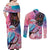 Kenya Lilac-Breasted Roller Couples Matching Off Shoulder Maxi Dress and Long Sleeve Button Shirt Coat Of Arms Mix Orchid - Wonder Print Shop