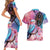 Kenya Lilac-Breasted Roller Couples Matching Short Sleeve Bodycon Dress and Hawaiian Shirt Coat Of Arms Mix Orchid - Wonder Print Shop