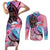 Kenya Lilac-Breasted Roller Couples Matching Short Sleeve Bodycon Dress and Long Sleeve Button Shirt Coat Of Arms Mix Orchid - Wonder Print Shop