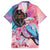 Kenya Lilac-Breasted Roller Family Matching Long Sleeve Bodycon Dress and Hawaiian Shirt Coat Of Arms Mix Orchid - Wonder Print Shop