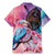 Kenya Lilac-Breasted Roller Family Matching Mermaid Dress and Hawaiian Shirt Coat Of Arms Mix Orchid - Wonder Print Shop