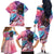 Kenya Lilac-Breasted Roller Family Matching Off The Shoulder Long Sleeve Dress and Hawaiian Shirt Coat Of Arms Mix Orchid - Wonder Print Shop