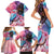 Kenya Lilac-Breasted Roller Family Matching Short Sleeve Bodycon Dress and Hawaiian Shirt Coat Of Arms Mix Orchid - Wonder Print Shop