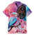 Kenya Lilac-Breasted Roller Family Matching Short Sleeve Bodycon Dress and Hawaiian Shirt Coat Of Arms Mix Orchid - Wonder Print Shop