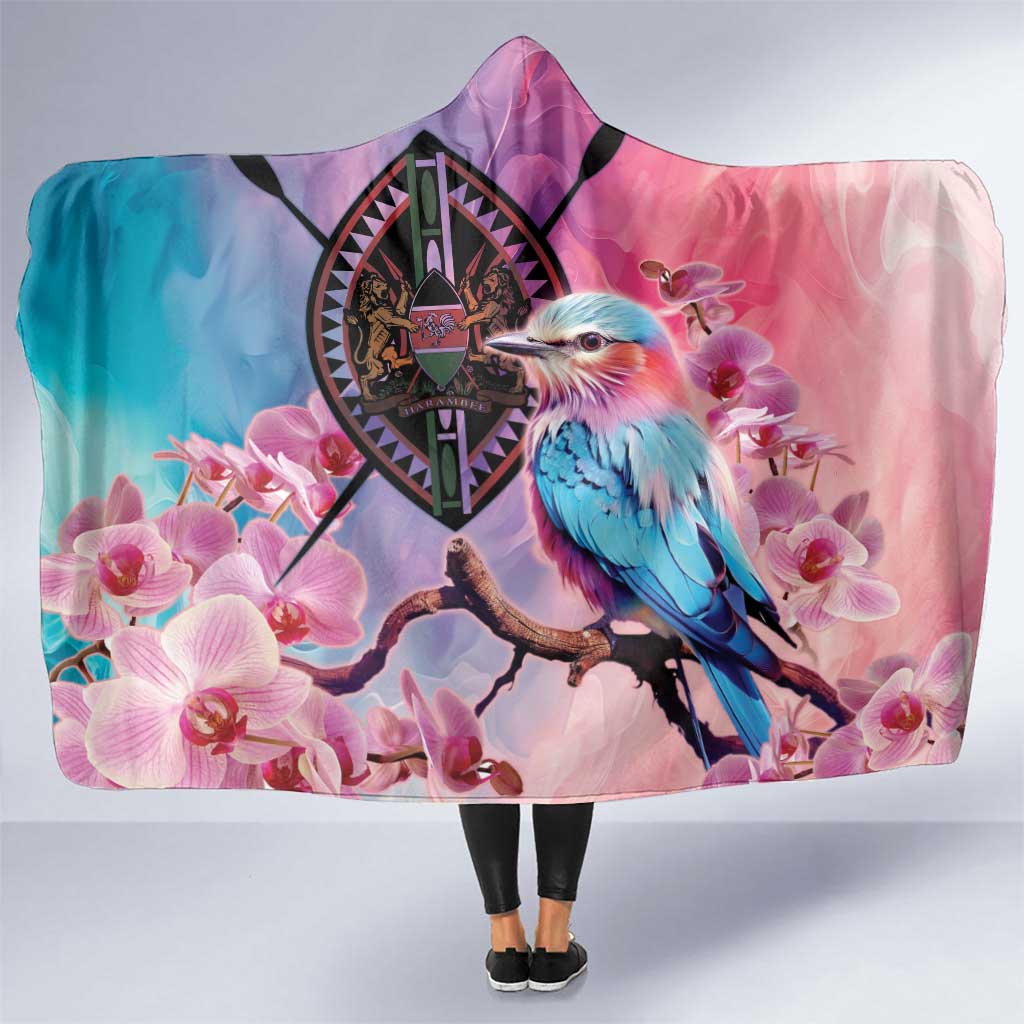 Kenya Lilac-Breasted Roller Hooded Blanket Coat Of Arms Mix Orchid