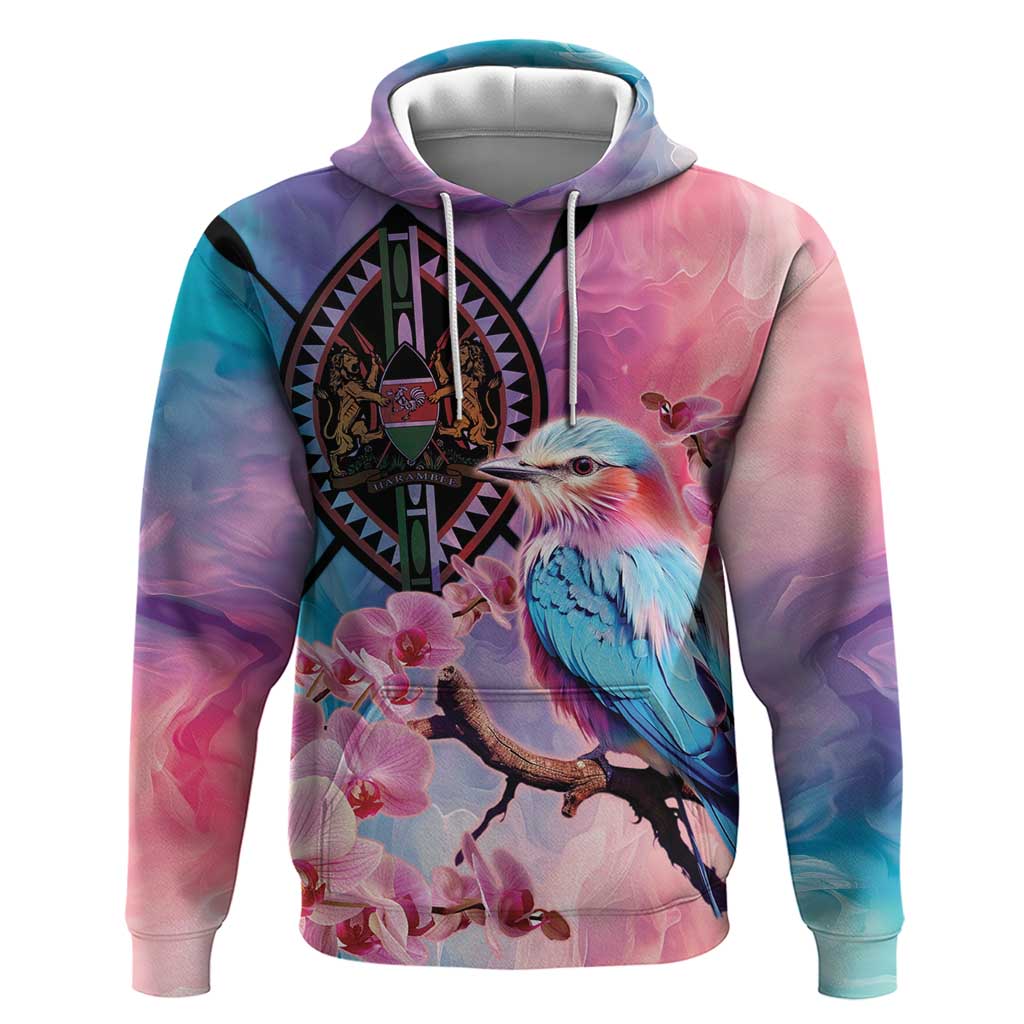 Kenya Lilac-Breasted Roller Hoodie Coat Of Arms Mix Orchid