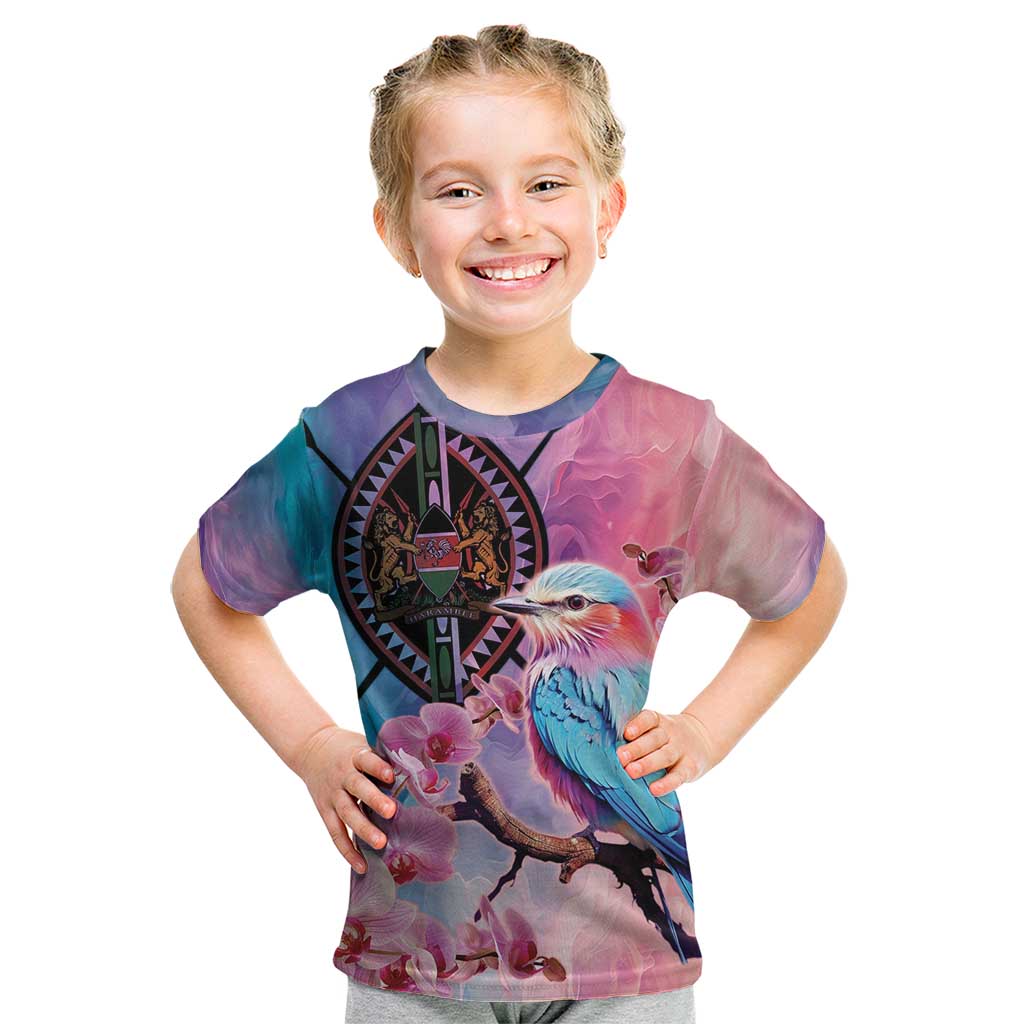 Kenya Lilac-Breasted Roller Kid T Shirt Coat Of Arms Mix Orchid - Wonder Print Shop