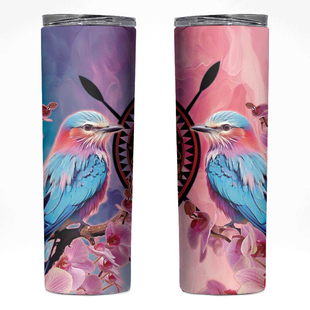 Kenya Lilac-Breasted Roller Skinny Tumbler Coat Of Arms Mix Orchid - Wonder Print Shop