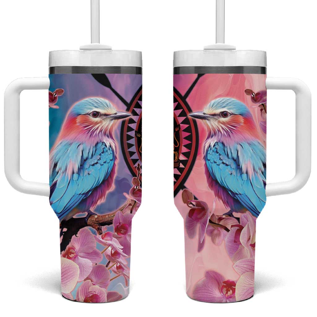 Kenya Lilac-Breasted Roller Tumbler With Handle Coat Of Arms Mix Orchid - Wonder Print Shop