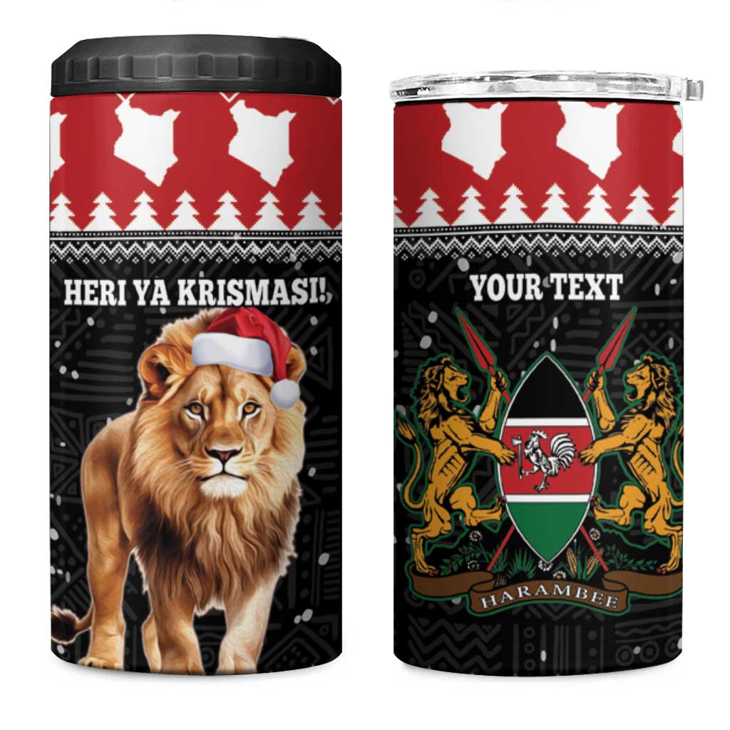 Personalized Kenya Christmas 4 in 1 Can Cooler Tumbler Lion Santa - Heri Ya Krismasi! - Wonder Print Shop