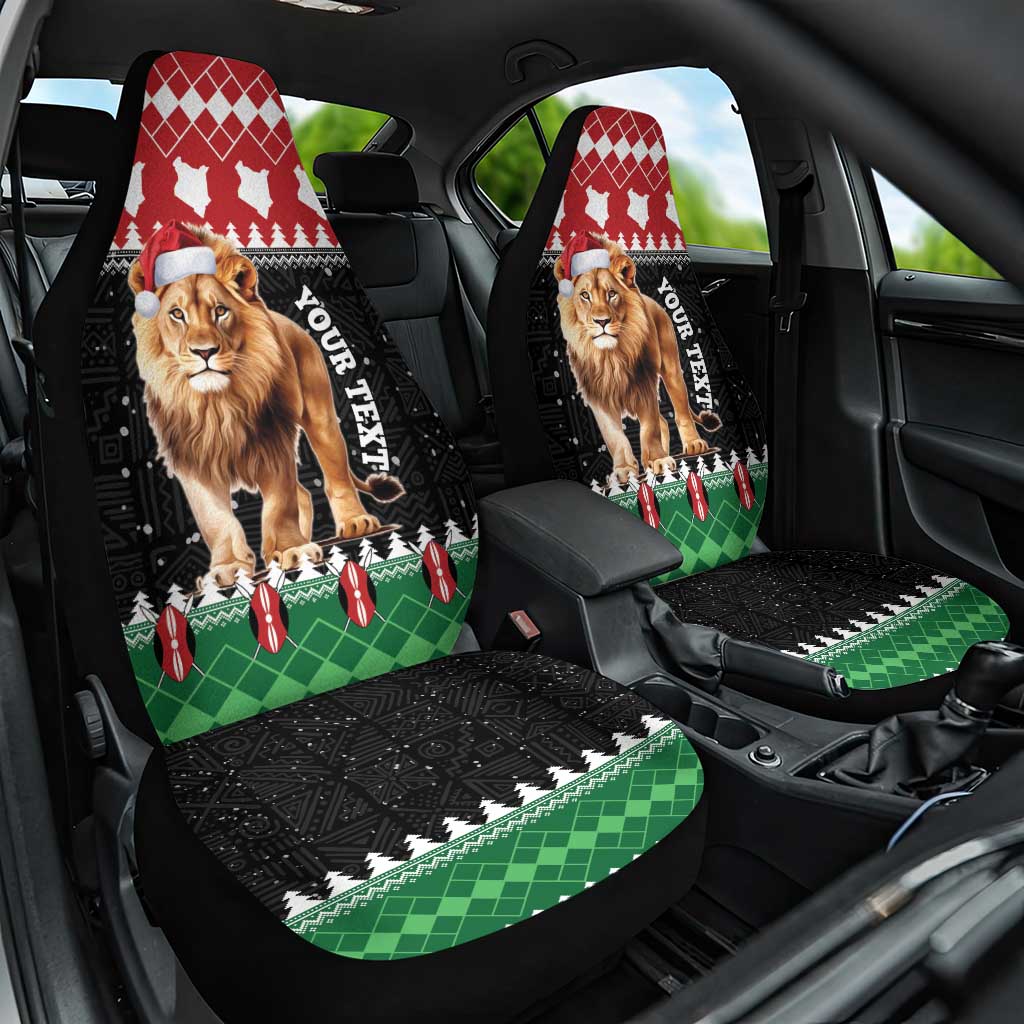 Personalized Kenya Christmas Car Seat Cover Lion Santa - Heri Ya Krismasi! - Wonder Print Shop