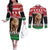 Personalized Kenya Christmas Couples Matching Off The Shoulder Long Sleeve Dress and Long Sleeve Button Shirt Lion Santa - Heri Ya Krismasi!