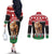 Personalized Kenya Christmas Couples Matching Off The Shoulder Long Sleeve Dress and Long Sleeve Button Shirt Lion Santa - Heri Ya Krismasi!