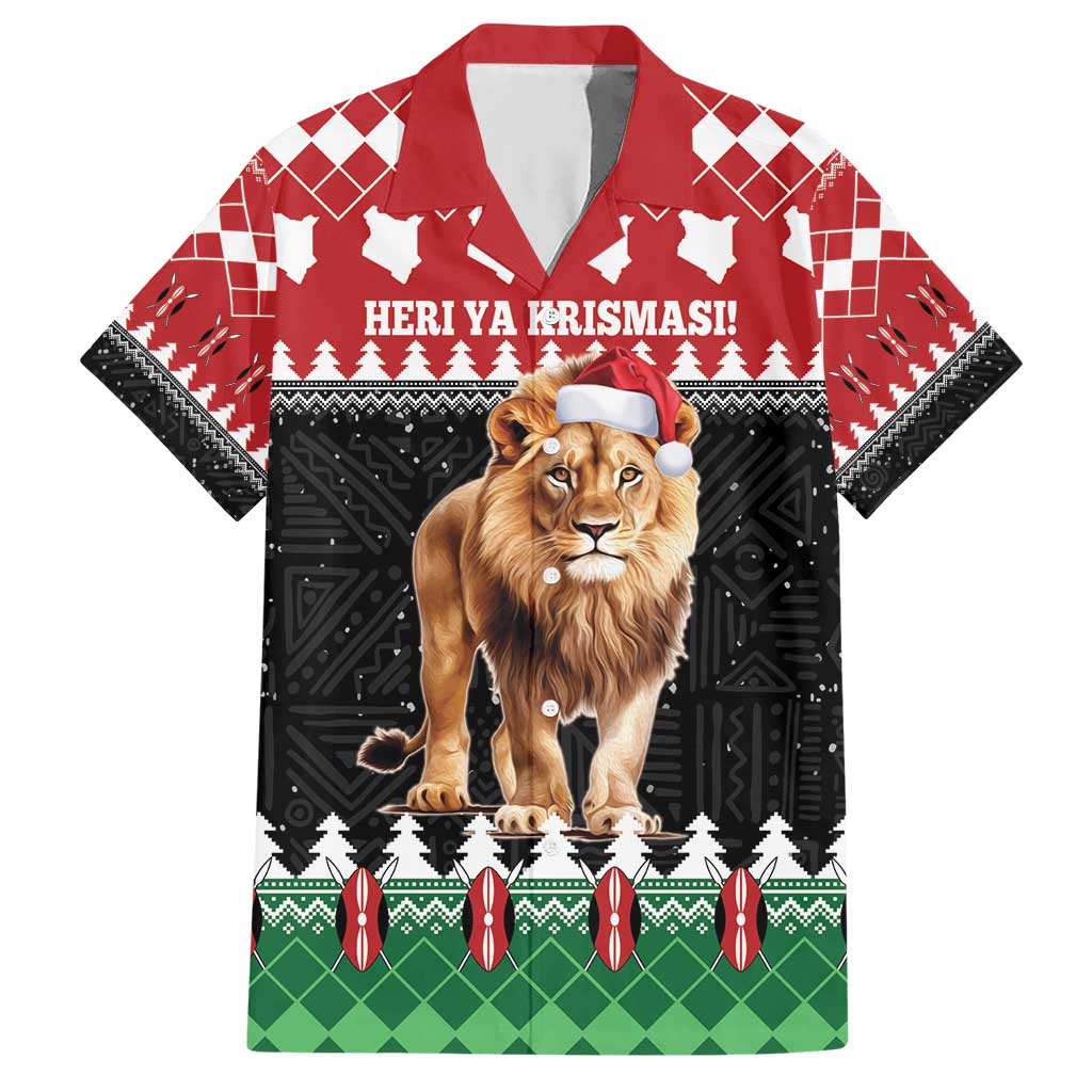 Personalized Kenya Christmas Hawaiian Shirt Lion Santa - Heri Ya Krismasi! - Wonder Print Shop