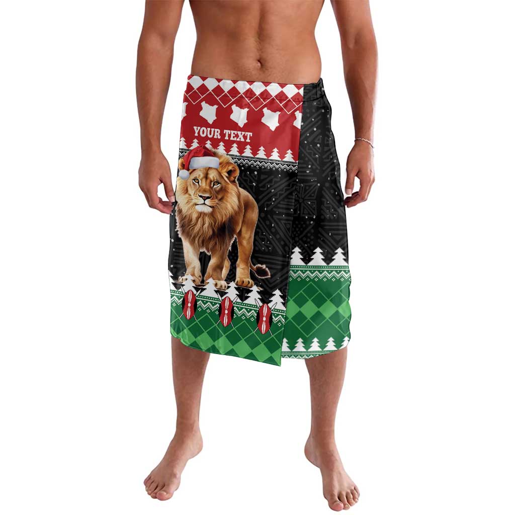 Personalized Christmas lavalava wrap sarong shorts with lion graphic, red black and green