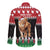 Personalized Kenya Christmas Long Sleeve Button Shirt Lion Santa - Heri Ya Krismasi! - Wonder Print Shop