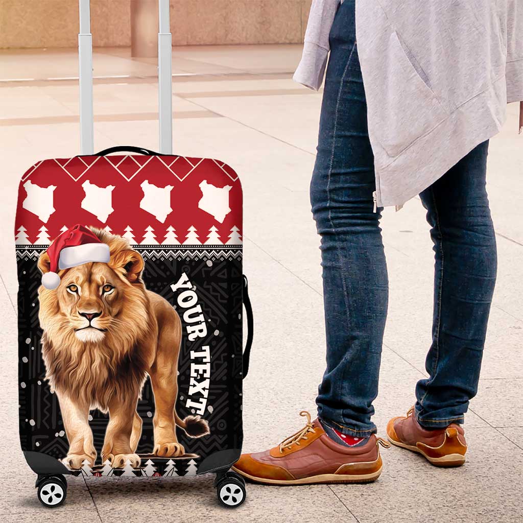 Personalized Kenya Christmas Luggage Cover Lion Santa - Heri Ya Krismasi! - Wonder Print Shop