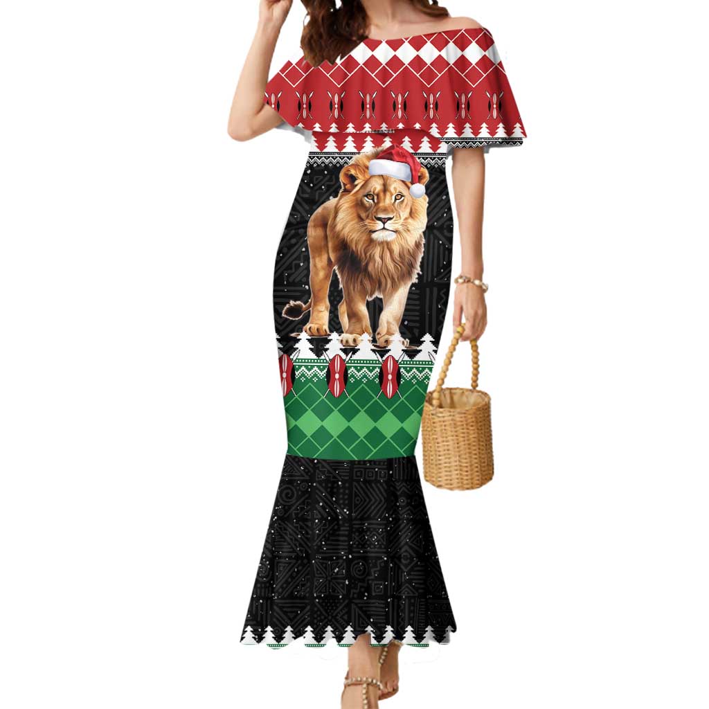 Personalized Kenya Christmas Mermaid Dress Lion Santa - Heri Ya Krismasi! - Wonder Print Shop