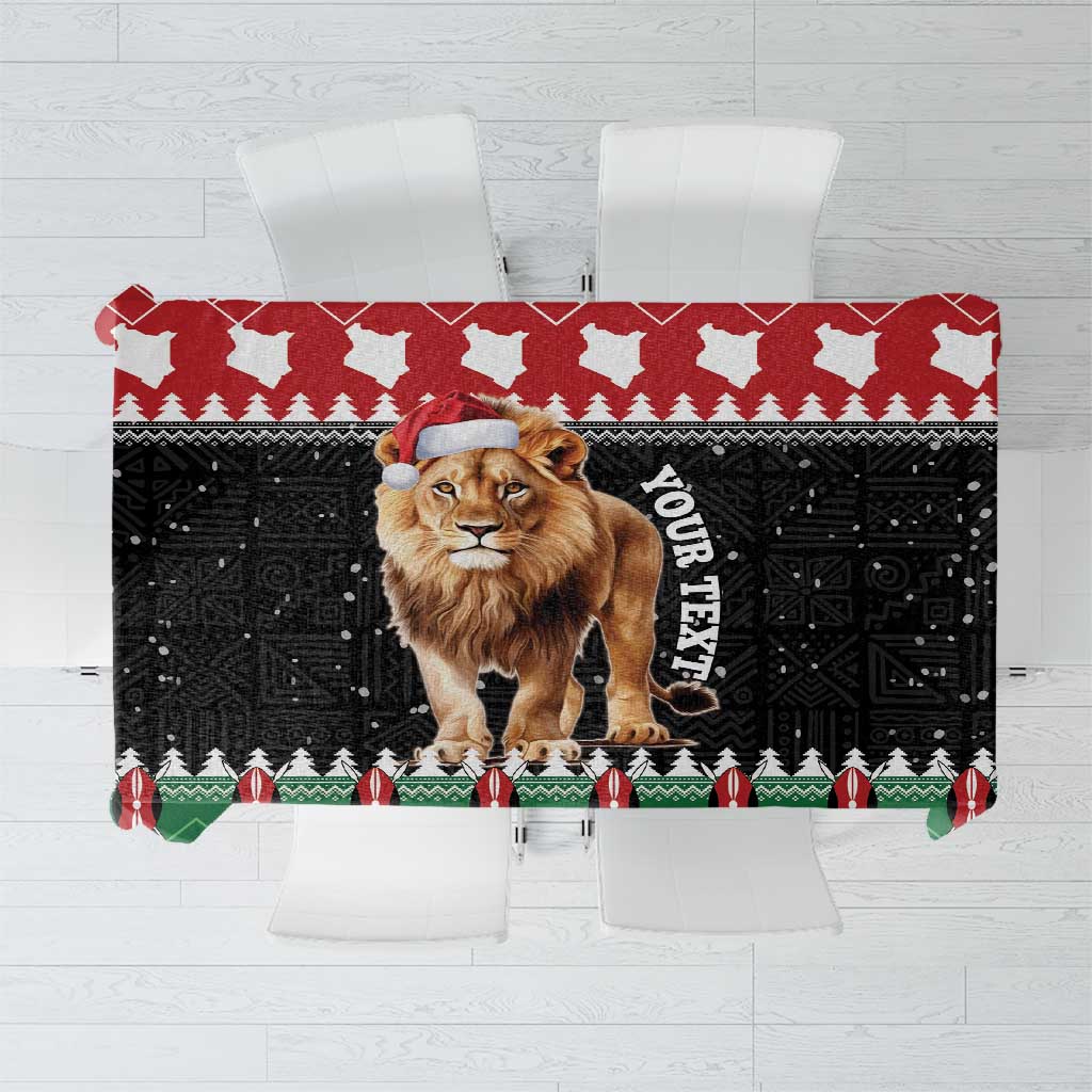 Personalized Kenya Christmas Tablecloth Lion Santa - Heri Ya Krismasi! - Wonder Print Shop