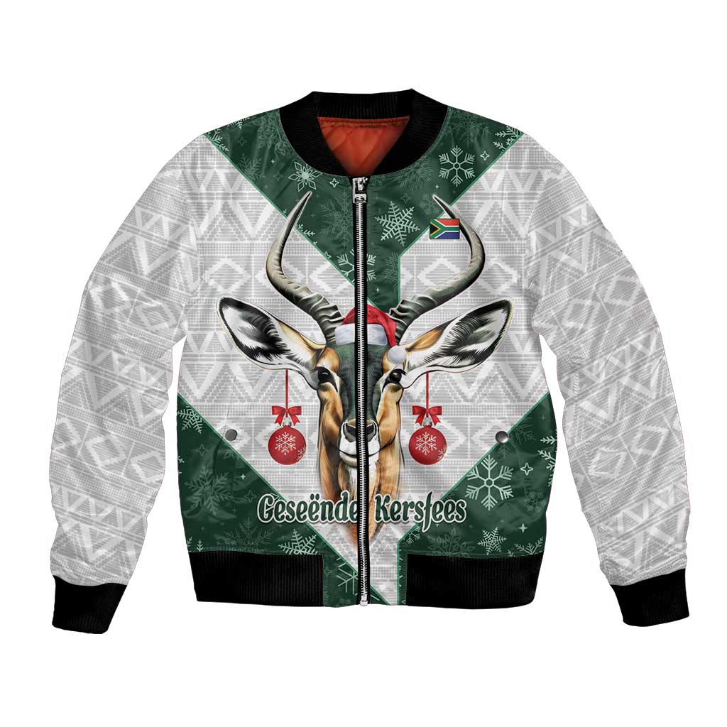 South Africa Springboks Christmas Bomber Jacket Bokke Santa - Geseende Kersfees - Wonder Print Shop