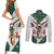 South Africa Springboks Christmas Couples Matching Short Sleeve Bodycon Dress and Long Sleeve Button Shirt Bokke Santa - Geseende Kersfees - Wonder Print Shop