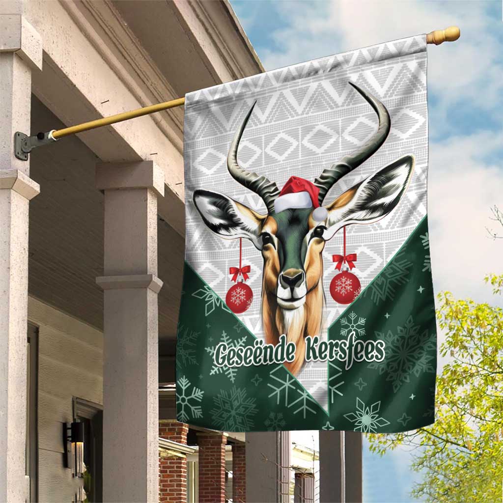 South Africa Springboks Christmas Garden Flag Bokke Santa - Geseende Kersfees - Wonder Print Shop