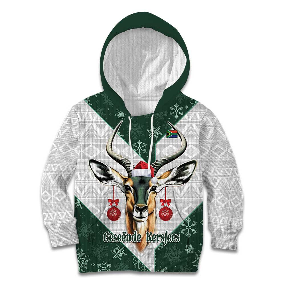 South Africa Springboks Christmas Kid Hoodie Bokke Santa - Geseende Kersfees - Wonder Print Shop