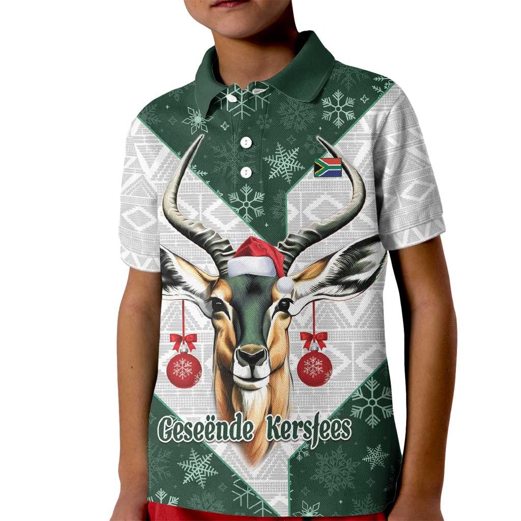 South Africa Springboks Christmas Kid Polo Shirt Bokke Santa - Geseende Kersfees - Wonder Print Shop