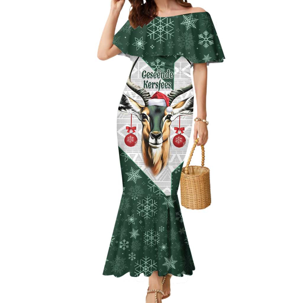 South Africa Springboks Christmas Mermaid Dress Bokke Santa - Geseende Kersfees - Wonder Print Shop