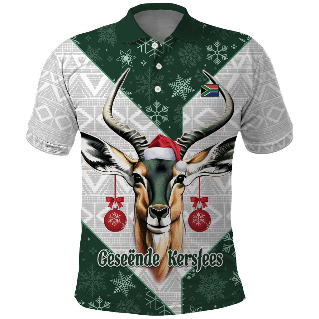 South Africa Springboks Christmas Polo Shirt Bokke Santa - Geseende Kersfees - Wonder Print Shop