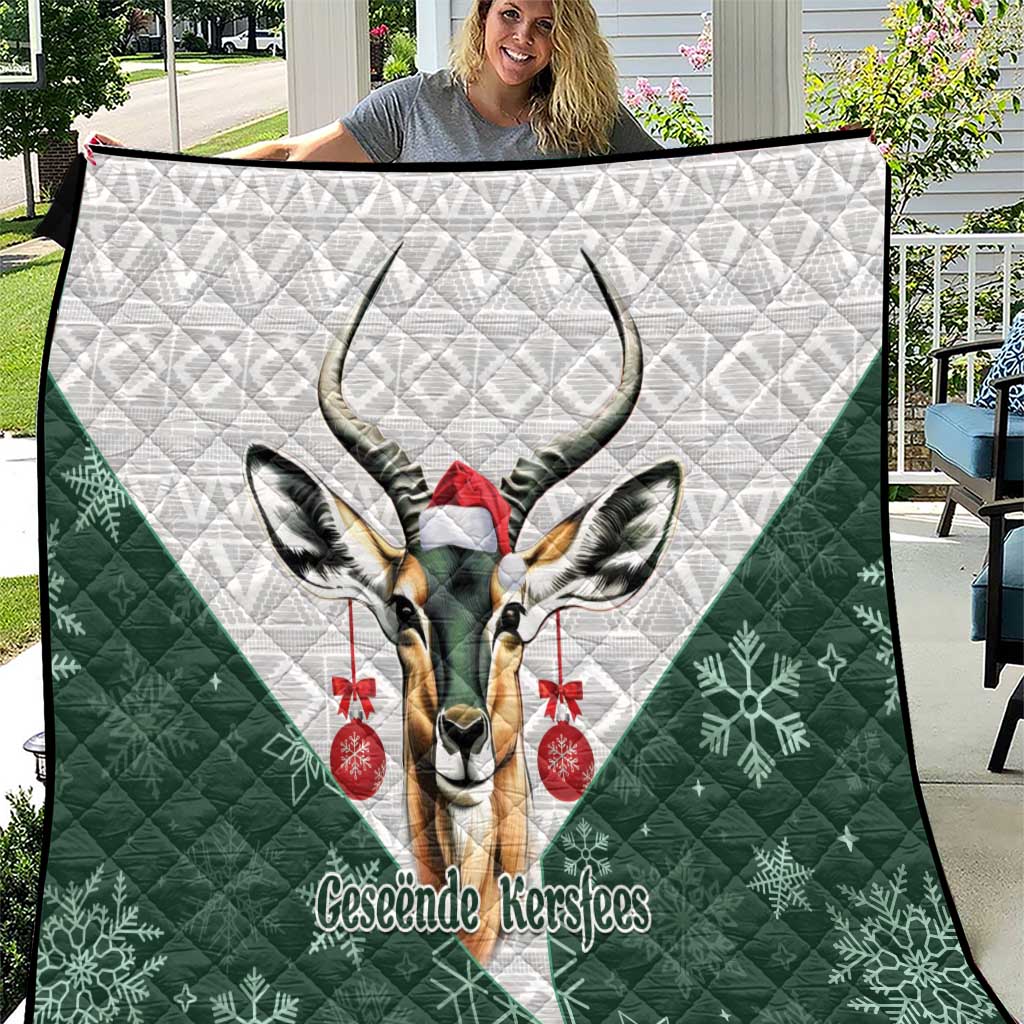 South Africa Springboks Christmas Quilt Bokke Santa - Geseende Kersfees - Wonder Print Shop