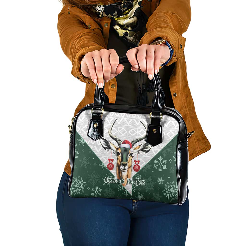 South Africa Springboks Christmas Shoulder Handbag Bokke Santa - Geseende Kersfees