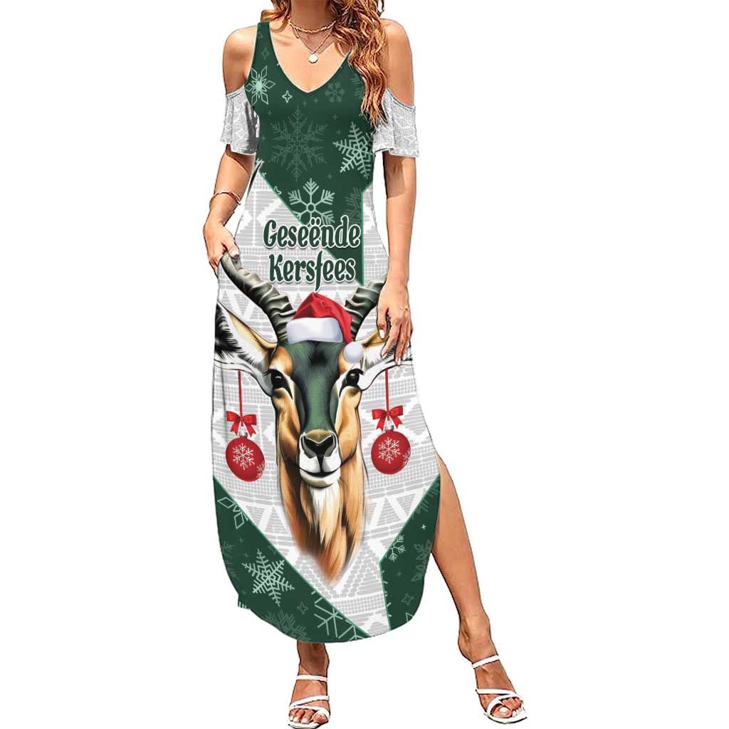 South Africa Springboks Christmas Summer Maxi Dress Bokke Santa - Geseende Kersfees - Wonder Print Shop