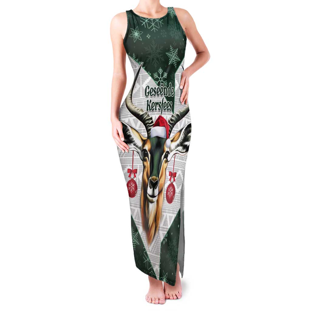 South Africa Springboks Christmas Tank Maxi Dress Bokke Santa - Geseende Kersfees - Wonder Print Shop