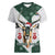 South Africa Springboks Christmas Women V-Neck T-Shirt Bokke Santa - Geseende Kersfees