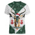 South Africa Springboks Christmas Women V-Neck T-Shirt Bokke Santa - Geseende Kersfees