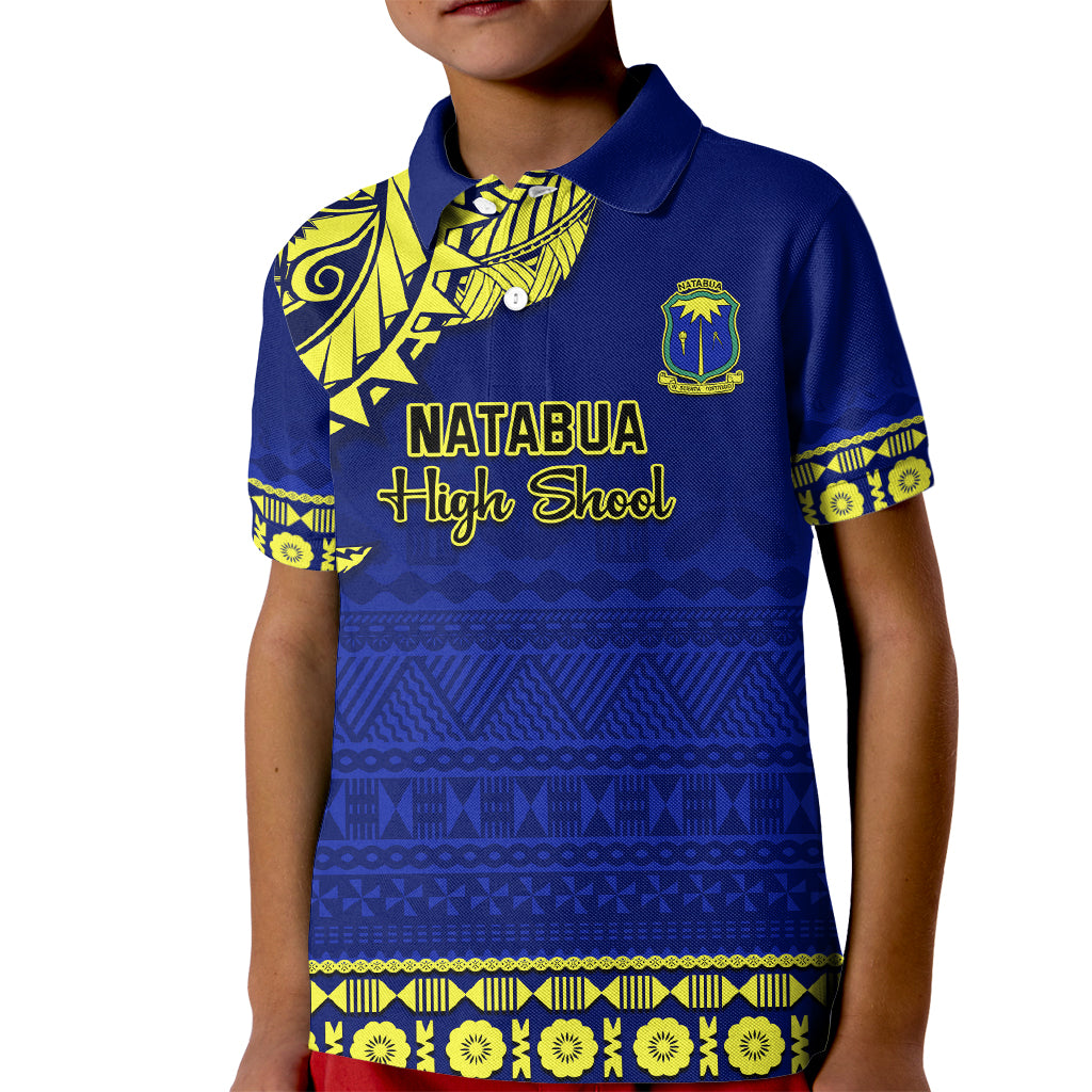 Personalised Fiji Natabua High School Kid Polo Shirt Fijian Tapa Pattern - Wonder Print Shop