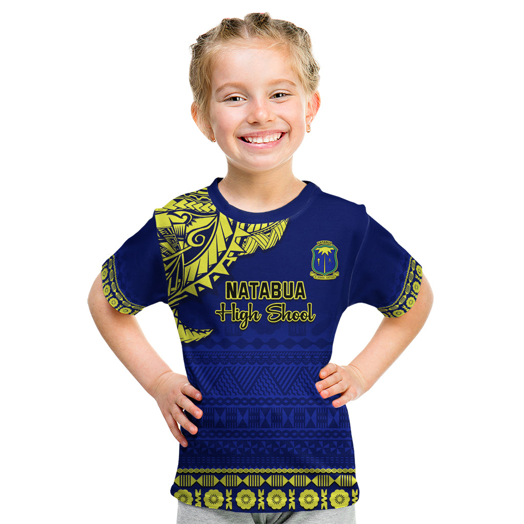 Personalised Fiji Natabua High School Kid T Shirt Fijian Tapa Pattern - Wonder Print Shop