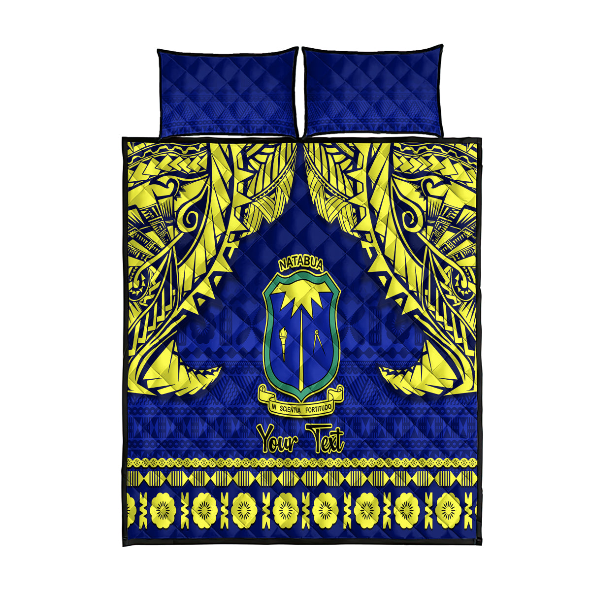 Personalised Fiji Natabua High School Quilt Bed Set Fijian Tapa Pattern - Wonder Print Shop