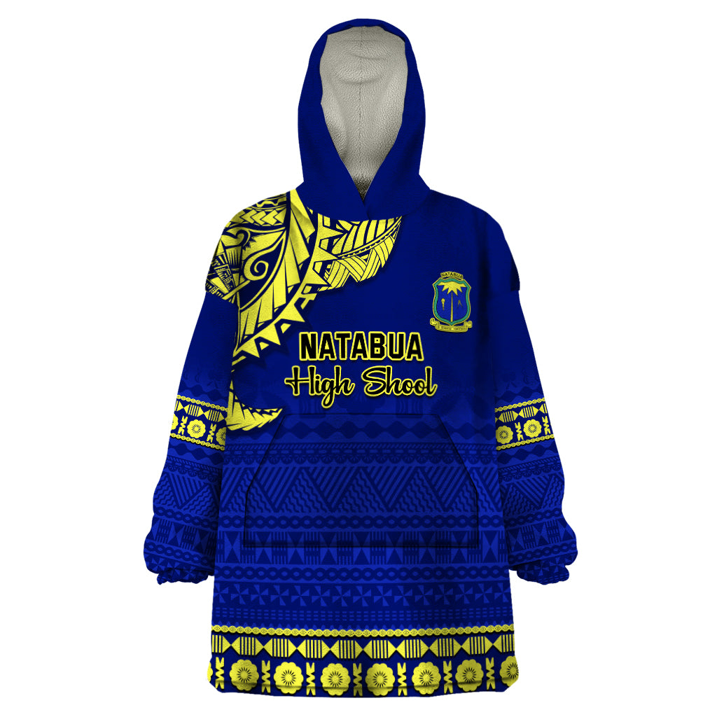 Personalised Fiji Natabua High School Wearable Blanket Hoodie Fijian Tapa Pattern - Wonder Print Shop