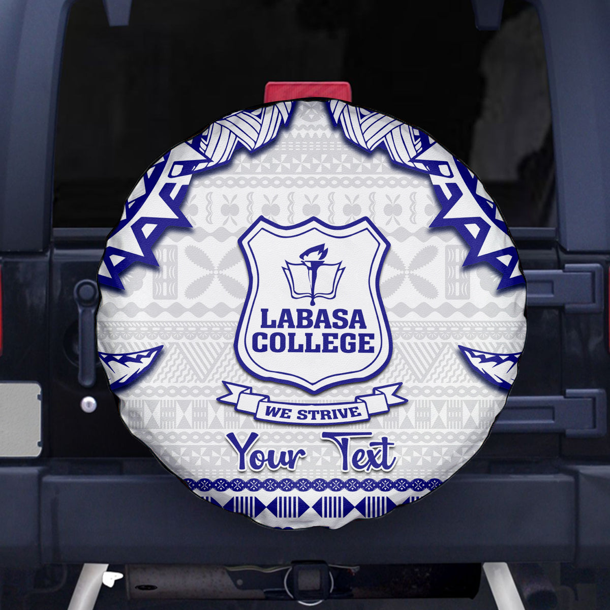 Personalised Fiji Labasa College Spare Tire Cover Fijian Tapa Pattern - Wonder Print Shop