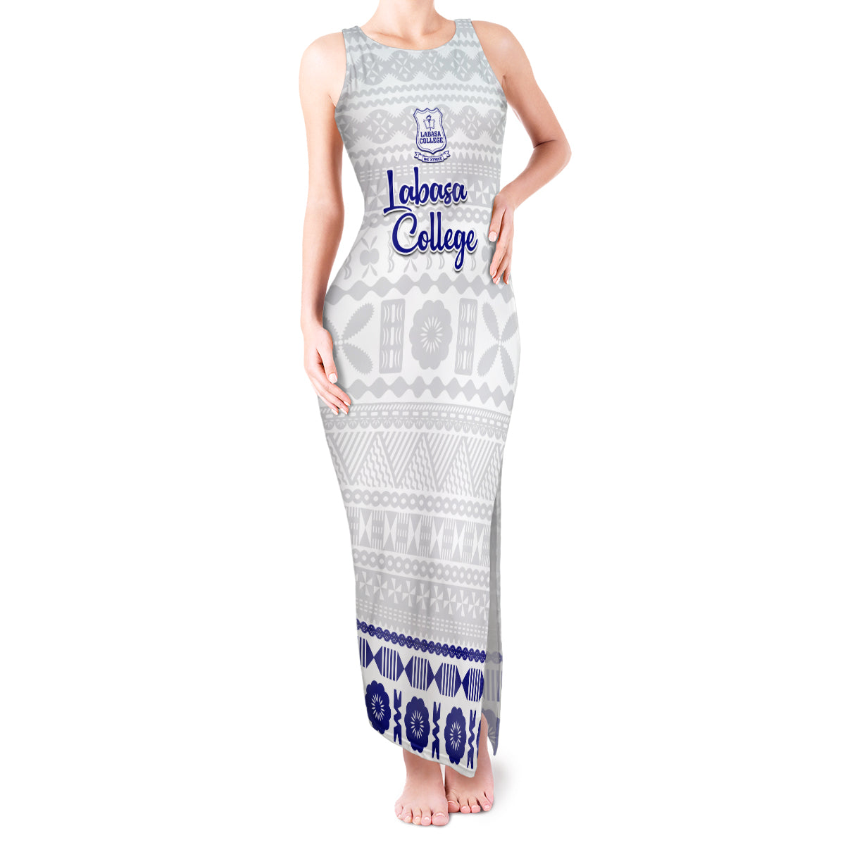 Personalised Fiji Labasa College Tank Maxi Dress Fijian Tapa Pattern - Wonder Print Shop