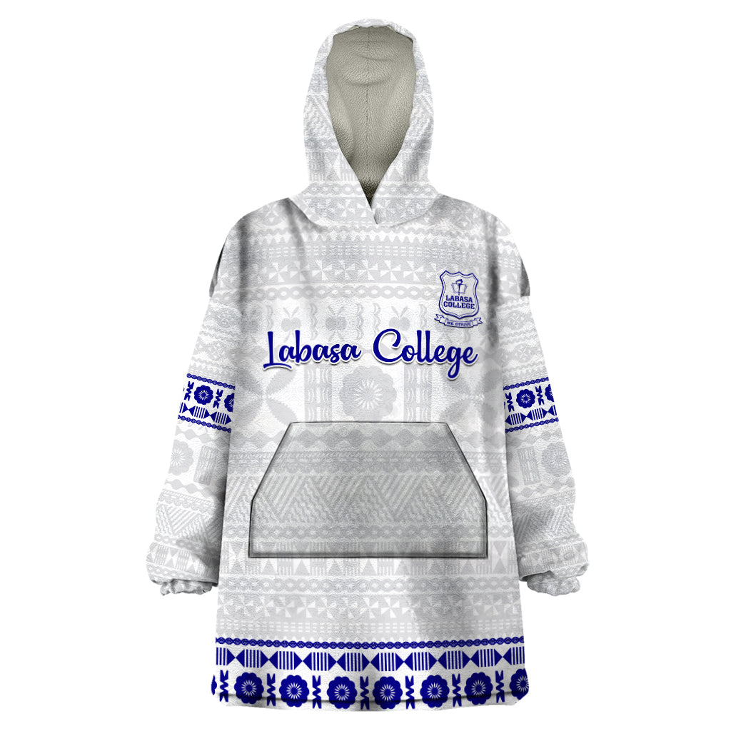 Personalised Fiji Labasa College Wearable Blanket Hoodie Fijian Tapa Pattern - Wonder Print Shop