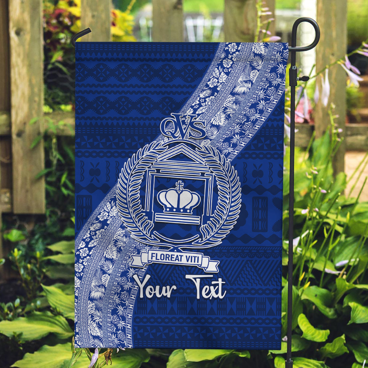 Personalised Fiji Queen Victoria School Garden Flag Fijian Tapa Pattern - Wonder Print Shop