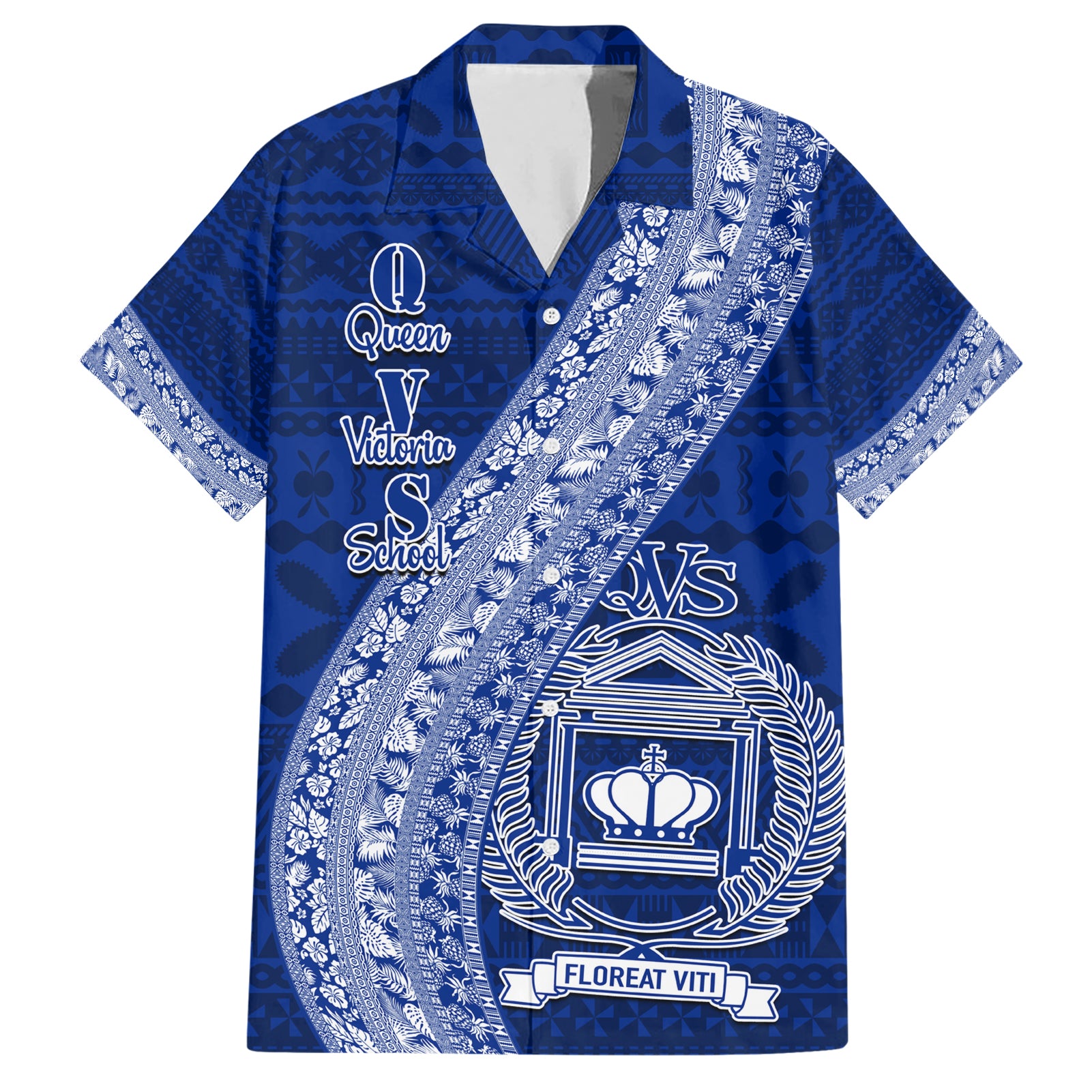 Personalised Fiji Queen Victoria School Hawaiian Shirt Fijian Tapa Pattern - Wonder Print Shop