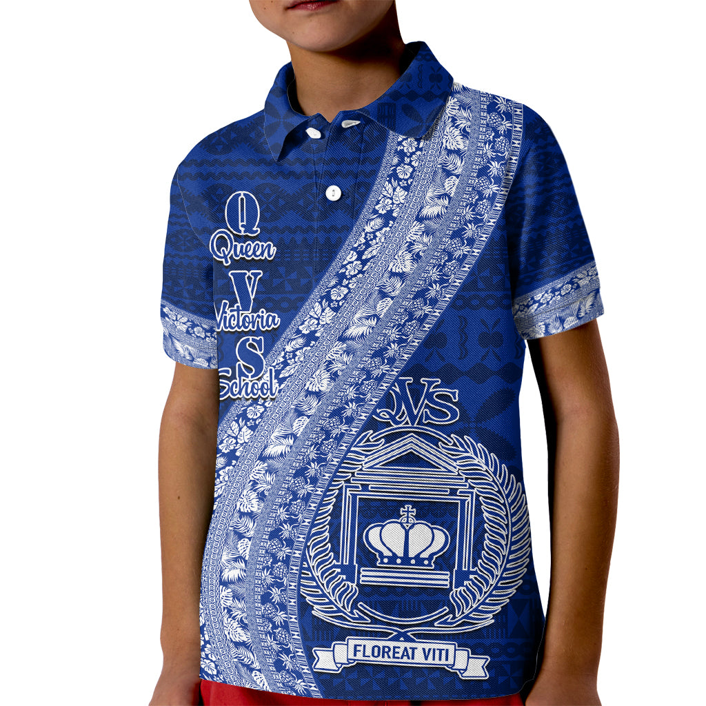 Personalised Fiji Queen Victoria School Kid Polo Shirt Fijian Tapa Pattern - Wonder Print Shop