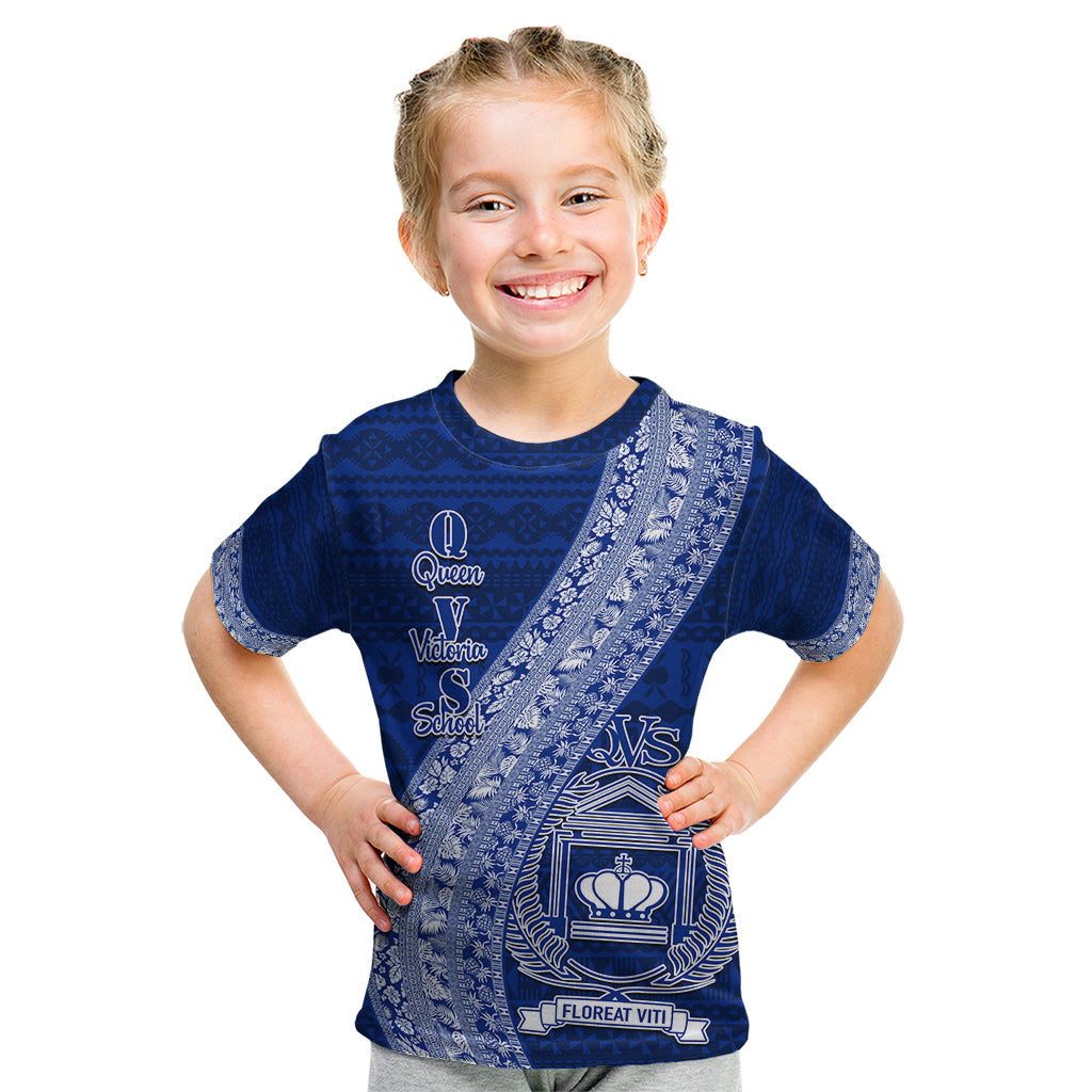 Personalised Fiji Queen Victoria School Kid T Shirt Fijian Tapa Pattern - Wonder Print Shop