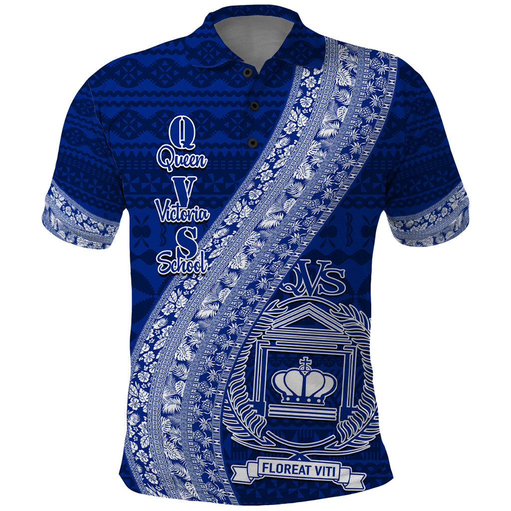 Personalised Fiji Queen Victoria School Polo Shirt Fijian Tapa Pattern - Wonder Print Shop