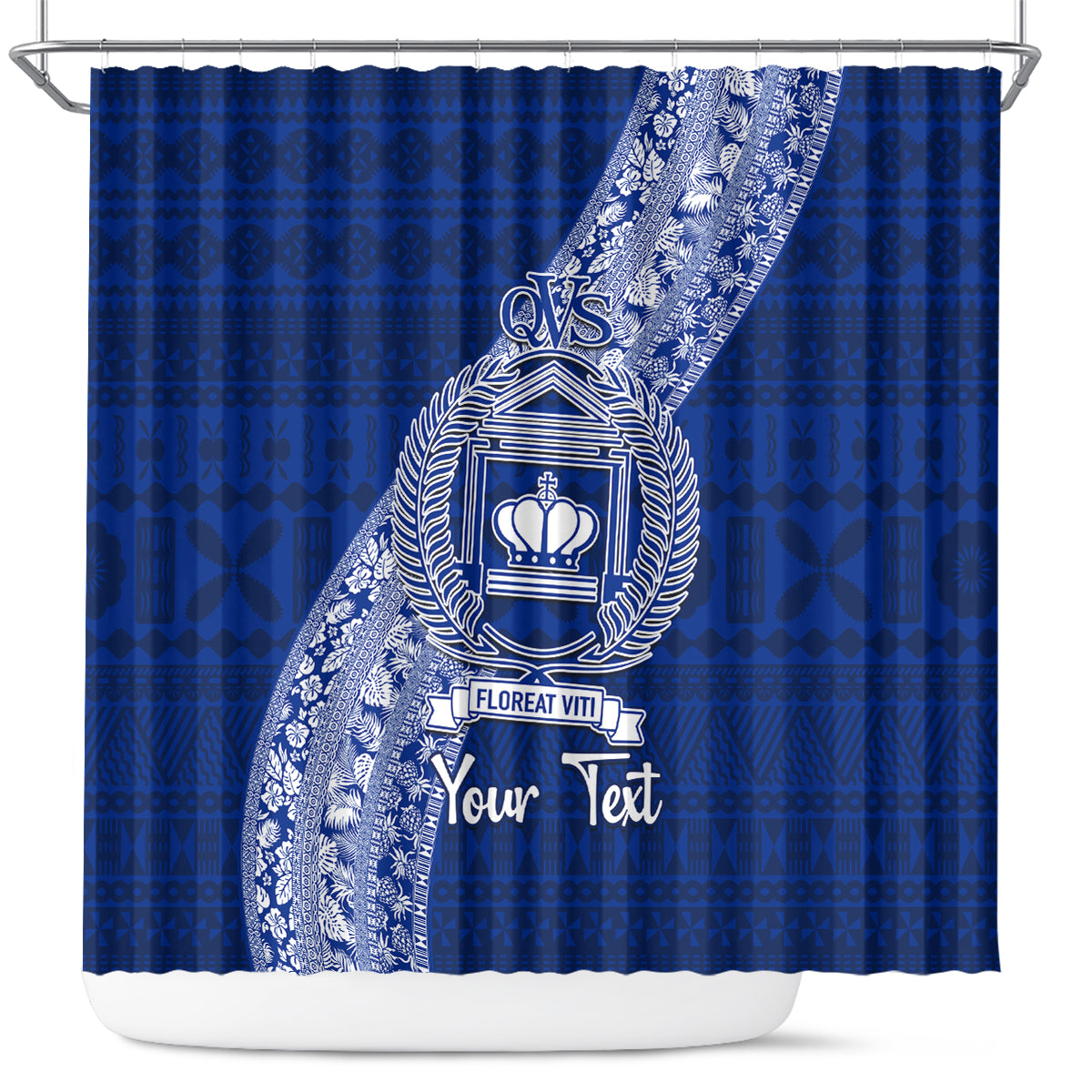 personalised-fiji-queen-victoria-school-shower-curtain-fijian-tapa-pattern